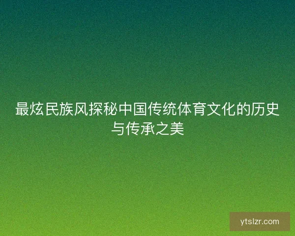 最炫民族风探秘中国传统体育文化的历史与传承之美
